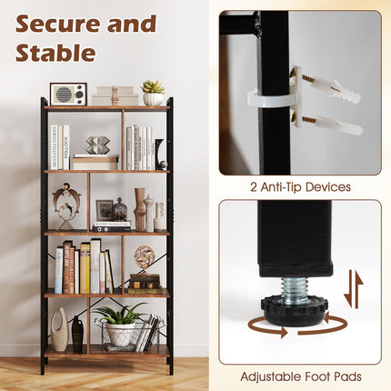 Dreamade 5-Tier Tall Bookshelf 61" Industrial Bookcase w/Metal Frame