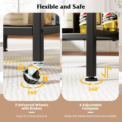 Dreamade Folding Dining Table with Lockable Wheels