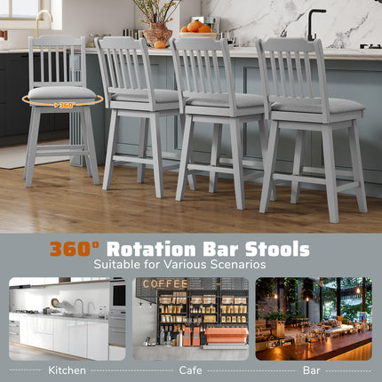 Dreamade 25" Modern Bar Stools Set of 2/4 360° Swivel Counter Height Chairs
