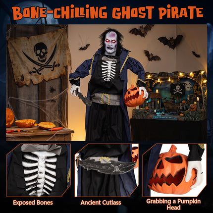 DREAMADE 6 FT Halloween Standing Pop-Up Headless Pirate Animatronic