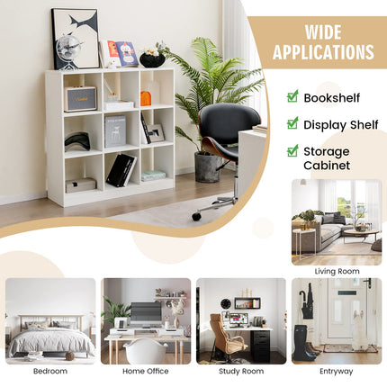 Dreamade 9-Cube Bookcase White - 4-Tier Freestanding Open Bookshelf
