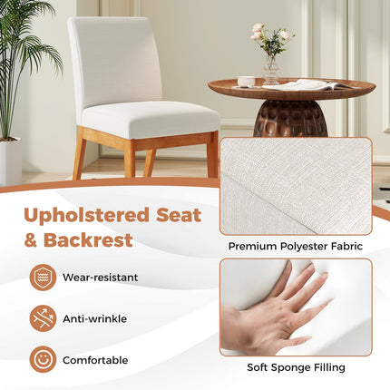 Dreamade Upholstered Dining Chairs Set of 2 or 4 Kitchen Armless Side Chair w/Rubber Wood Legs
