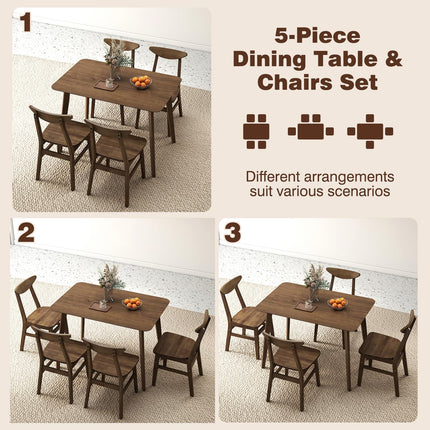 Dreamade 5-Piece Mid-Century Modern Kitchen Table and Chairs Set for 4