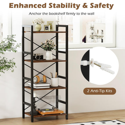 Dreamade 4-Tier Bookshelf | Narrow Freestanding Display Shelf with Metal Frame (1/2)