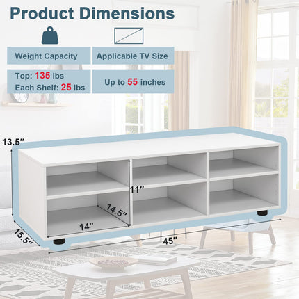 Dreamade TV Stand with Cube Storage - TV Console Cabinet w/ 6 Open Compartments