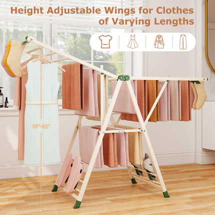 Dreamade 64 Inches Clothes Drying Rack with Height Adjustable Wings