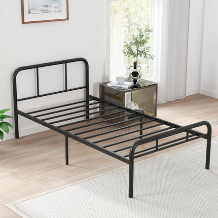 Dreamade Twin Size Bed Frame, Modern Metal Platform Bed with Headboard and Footboard, Heavy Duty Steel Slat Support Mattress Foundation