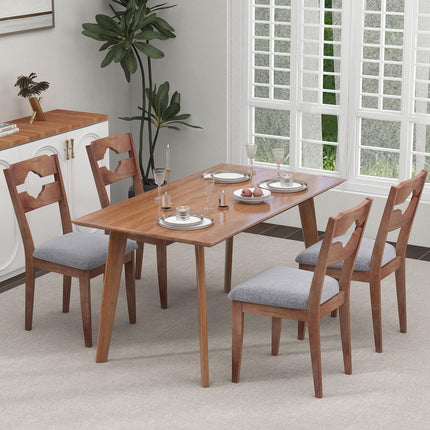 Dreamade Wooden Dining Chairs Set of 2/4, Rubber Wood Dinner Chair w/Hollowed Backrest & Padded Seat
