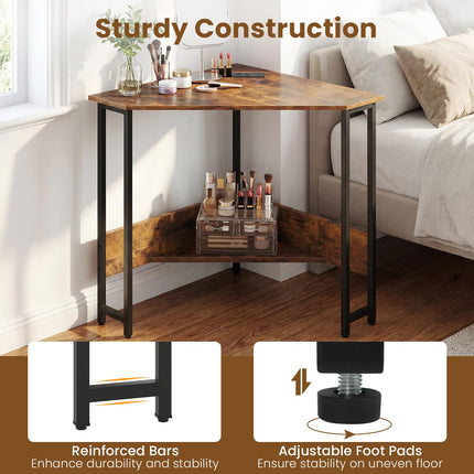 Dreamade 90° Triangle Corner Desk with Charging Station