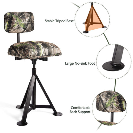 DREAMADE Hunting Chair, 360° Swivel Deer Blind Chair with Padded Seat
