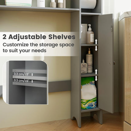 Dreamade Over-The-Toilet Storage Cabinet, Bathroom Freestanding Space Saver with 1-Door Side Storage Cabinet & Paper Holder