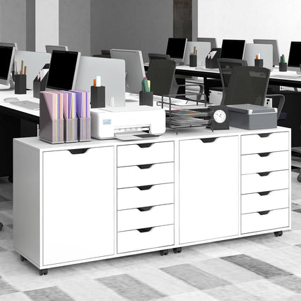Dreamade Lateral File Cabinet with Shelves - 5 Drawer Office Cabinet, White
