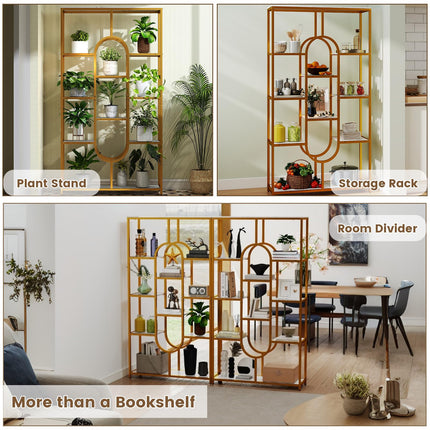 Dreamade 5-Tier Bookshelf 69" Tall Geometric Bookcase w/ 10 Open Shelves
