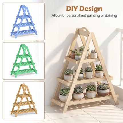 Dreamade 3-Tier Plant Stand Indoor | 28.5" Wood Flower Pot Plant Display Shelf