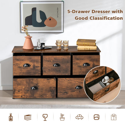 Dreamade Dresser for Bedroom, Chest of Drawers with Wood Top Retro Storage Cabinet