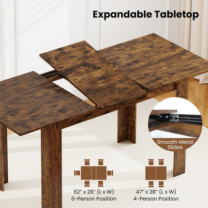 Dreamade 47"-62" Extendable Dining Room Table for 4-8
