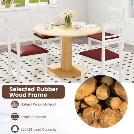 Dreamade Wooden Dining Chairs Set of 2/4 Armless Kitchen Chairs w/Slat Backrest