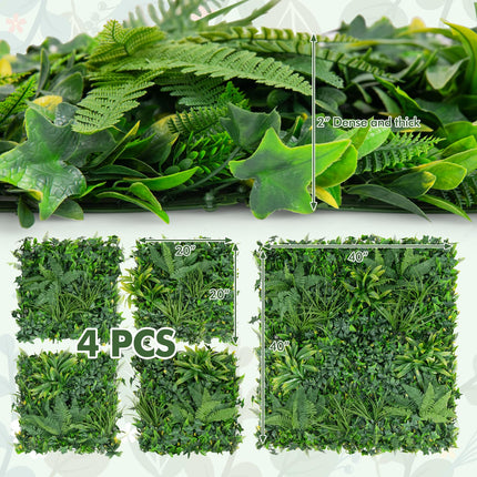 Dreamade Grass Wall Panels Backdrop - 4 PCS 20"x20" Artificial Tropical Boxwood Panels