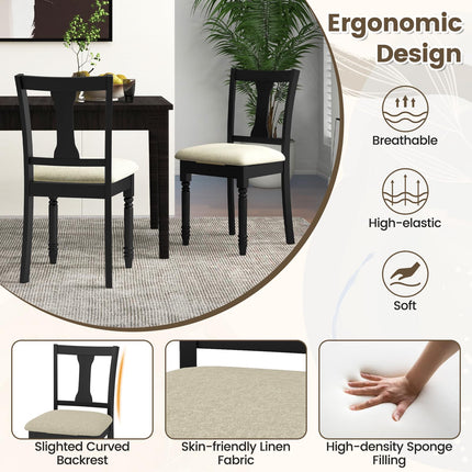 Dreamade Wood Dining Chairs Set Farmhouse Dining Room Chair with Cushion Seat, Armless Wooden Dining Side Chairs