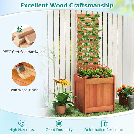 Dreamade Outdoor Wooden Raised Garden Bed with Trellis