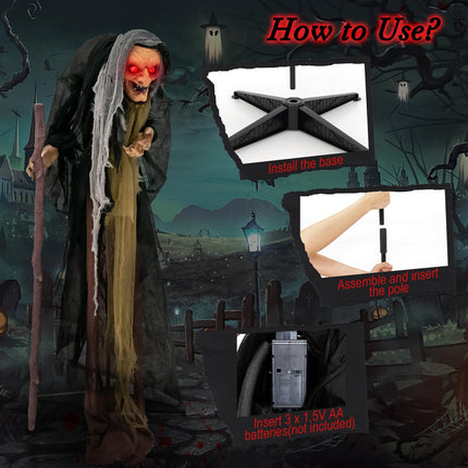 DREAMADE 5 FT Halloween Animatronic Witch Standing Witch