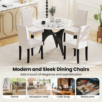 Dreamade Upholstered Dining Chair Set of 2/4 Mid Century Modern Fabric Kitchen Chairs with Thick Padded Seat