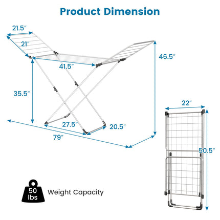 Dreamade Clothes Drying Rack, Foldable Laundry Drying Rack w/Aluminum Frame