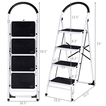 Dreamade4 Step Ladder Folding Step Stool with Anti-Slip Pedal Platform Metal Frame