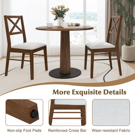 Dreamade Wooden Dining Chairs Set of 2/4, Upholstered Kitchen Chairs w/Cross Back & Padded Seat