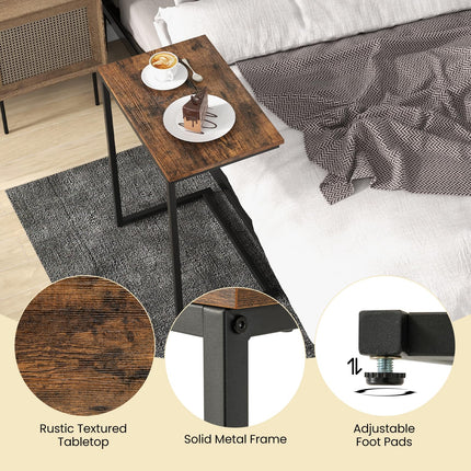 Dreamade C Shaped End Table, 26.5" Slide-Under Couch Table for Laptop Coffee Snack