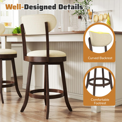 Dreamade 25.5" Counter Height Upholstered Linen Barstools