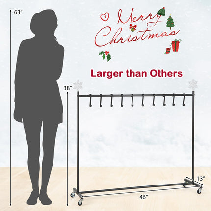 Dreamade 10-Hook Christmas Stocking Holder Stand on Wheels