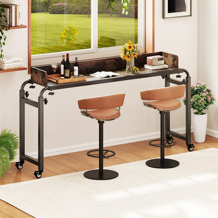Dreamade Overbed Table with Wheels 81" Queen Size Bed Desk with Adjustable Height and Length