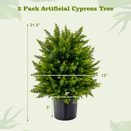 Dreamade 21.5" Artificial Tree, Set of 2 Faux Potted Plants Artificial Shrubs Bushes