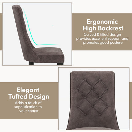 Dreamade Tufted Dining Chairs, Upholstered Kitchen Chairs w/High Backrest, Rubber Wood Legs