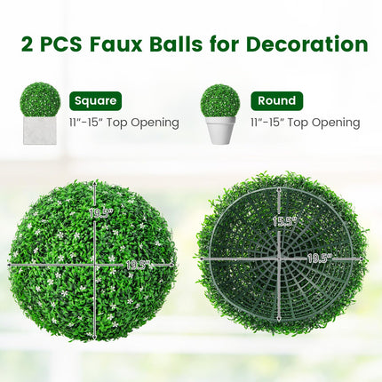 Dreamade 2 PCS 19.5 Inch Artificial Plant Topiary Ball, Round Holly Faux Boxwood Balls