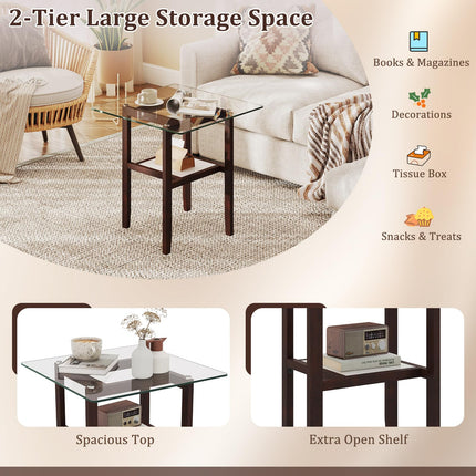 Dreamade Small Coffee Table 24" Glass End Table