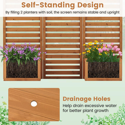 Dreamade Outdoor Wooden Privacy Screen with Planter Box