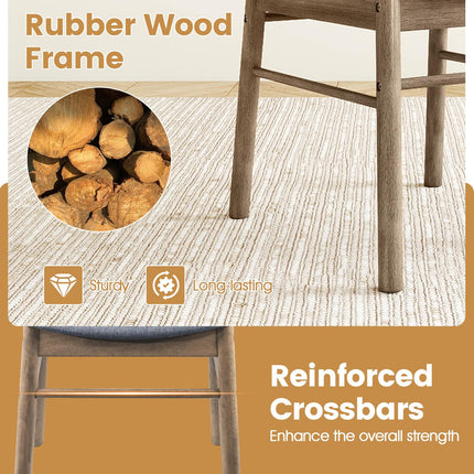 Dreamade Fabric Upholstered Kitchen Chairs with Rubber Wood Frame and Padded Curved Seat