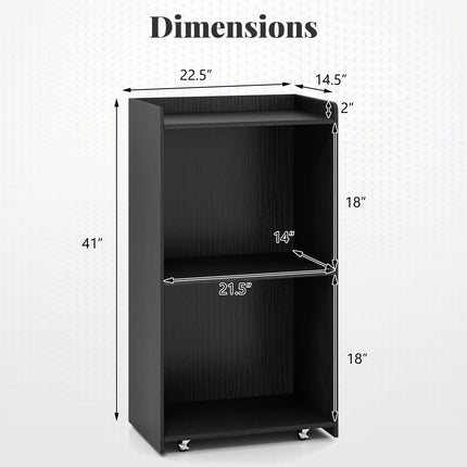 Dreamade Portable Podium Stand, Lectern Podium with 2 Storage Shelves, 4 Universal Wheels, Mobile Speaking Podium Hostess Stand Pulpits