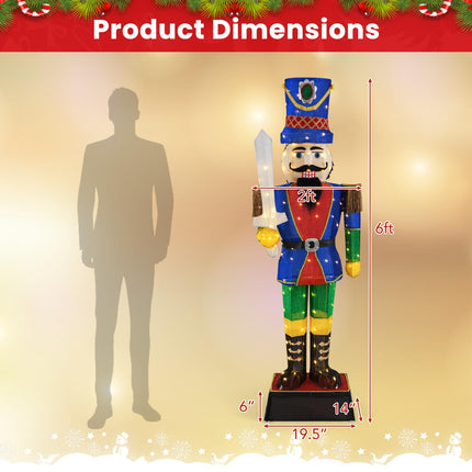 Dreamade 6 FT Lighted Nutcracker with Sword, Life-Size Soldier Christmas Decoration with 110 LED Lights