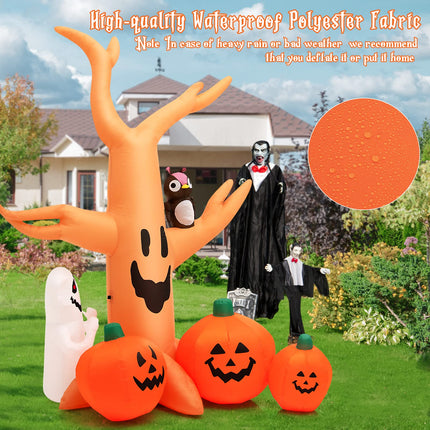 DREAMADE 8FT Halloween Inflatable Tree with Pumpkins Ghost and Owl Figure