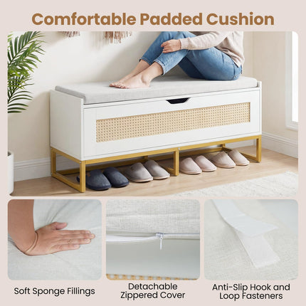 Dreamade Flip-Top Entryway Bench with Removable Padded Seat & Hidden Storage
