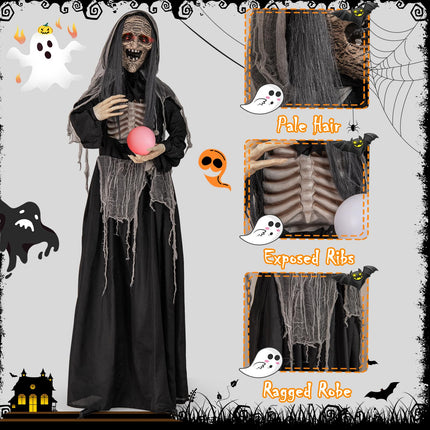 DREAMADE 6ft Halloween Animatronic Wicked Witch Sound and Button Activated