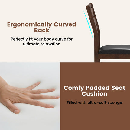 Dreamade Wooden Dining Chairs Set of 2/4 PU Leather Upholstered Kitchen Armless Chair