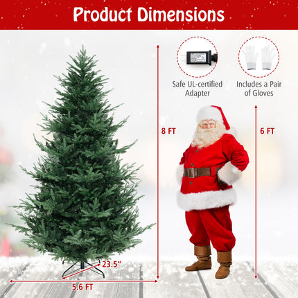 Dreamade 8ft Pre-lit Artificial Christmas Tree with 450 Warm White LED Lights, 1480 Branch Tips
