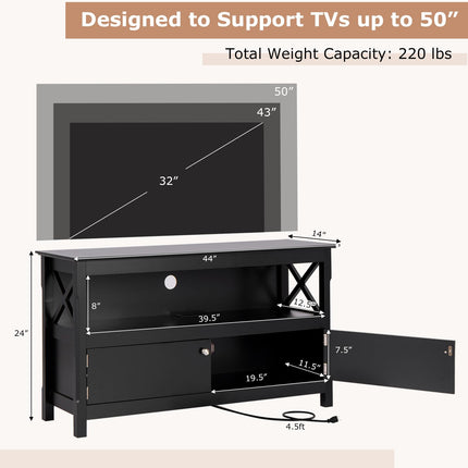 Dreamade TV Stand with Power Outlet for TVs up to 50 Inch, Entertainment Center with 2-Door Cabinet