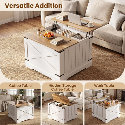 Dreamade 31.5" Square Wood Center Table with Large Hidden Storage Compartment & Hinged Lift Top