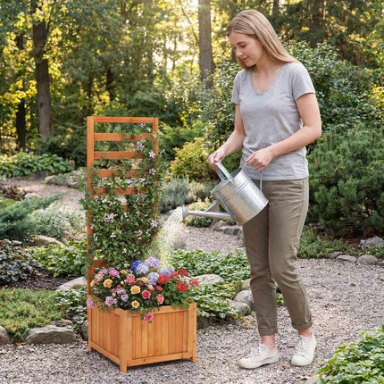 Dreamade Wood Raised Garden Bed with Trellis
