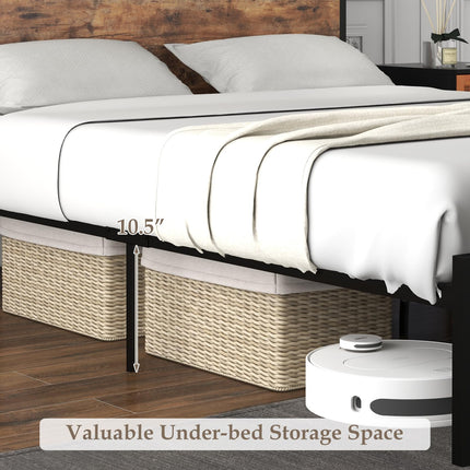 Dreamade Full Bed Frame with Storage Headboard and Charging Station, with Outlets and USB Ports